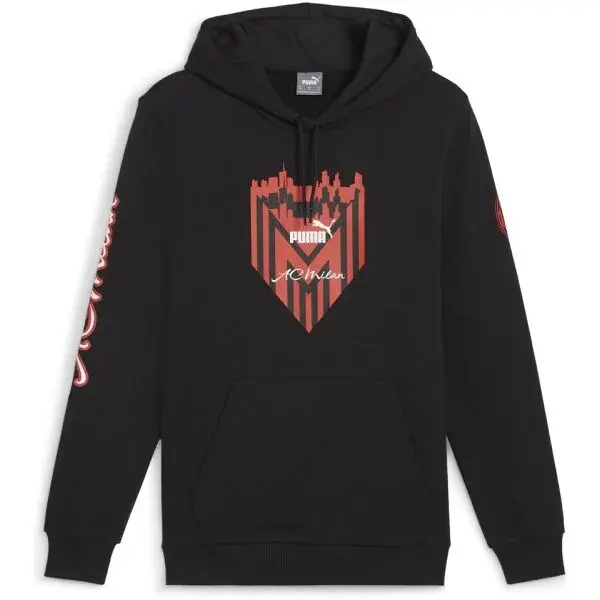 Puma AC MILAN FTBLICONS HOODY Pánska mikina, čierna, veľkosť