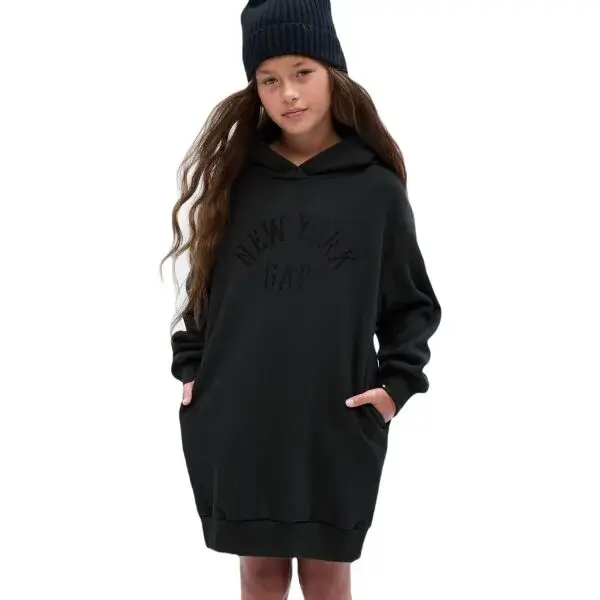 GAP HOODIE LOUNGE Dievčenské šaty, čierna, veľkosť