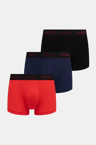 HUGO boxerky pánské bavlněné s elastanem TRUNK TRIPLET PACK 3-pack