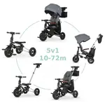 QPLAY Tříkolka Nova Deluxe 5v1 Grey, 10-72 měsíců