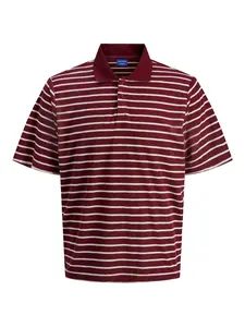 JACK & JONES Tričko 'JORGEN'  tmavočervená / biela