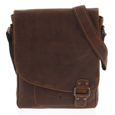 Pánská kožená taška khaki - Greenwood Maroon