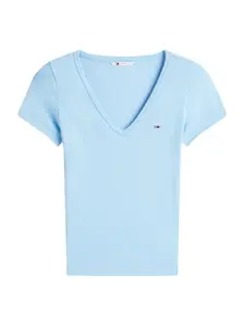 Tommy Jeans Tričko 'ESSENTIAL'  nebesky modrá