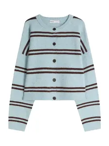 Bershka Sveter  tmavohnedá / mätová