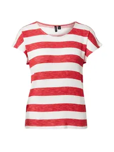 VERO MODA Tričko  červená melírovaná / biela