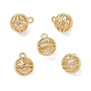 Brass Micro Pave Clear Cubic Zirconia Pendants