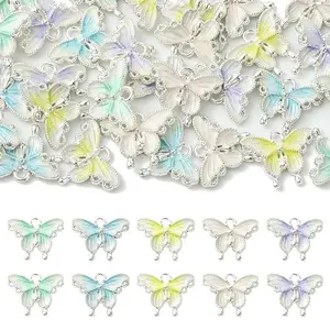 30Pcs 5 Colors Alloy Enamel Pendants