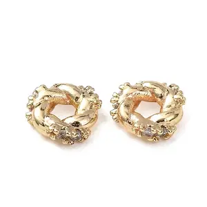 Brass Micro Pave Clear Cubic Zirconia Spacer Beads
