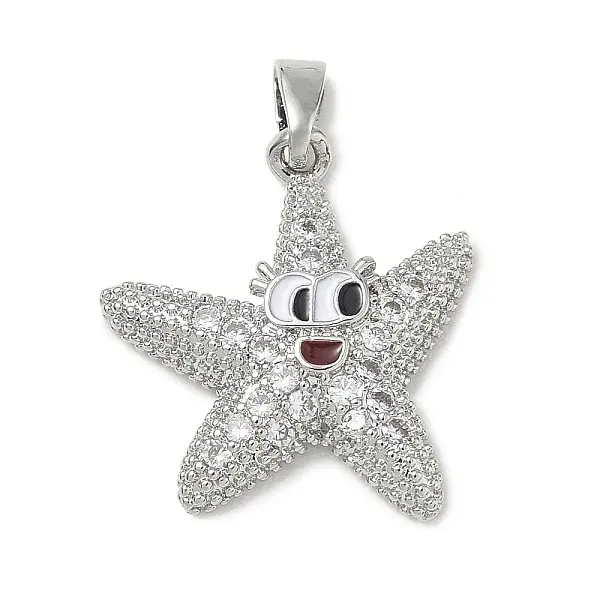 Brass Enamel & Clear Cubic Zirconia Pendants