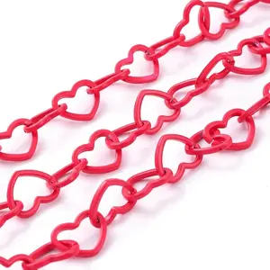 Spray Painted Brass Heart Link Chains