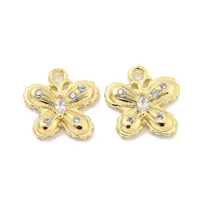 Brass Micro Pave Clear Cubic Zirconia Charms