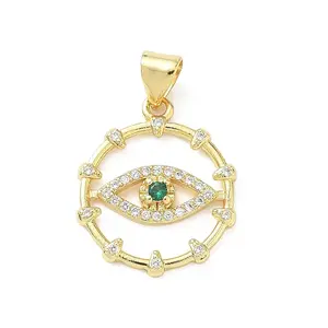 Brass Micro Pave Colorful Cubic Zirconia Pendants