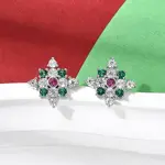 Rhombus Brass Micro Pave Cubic Zirconia Stud Earrings