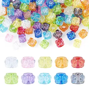 100Pcs UV Plating Transparent Acrylic European Beads