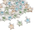 30Pcs 3 Colors Alloy Glass Pendants