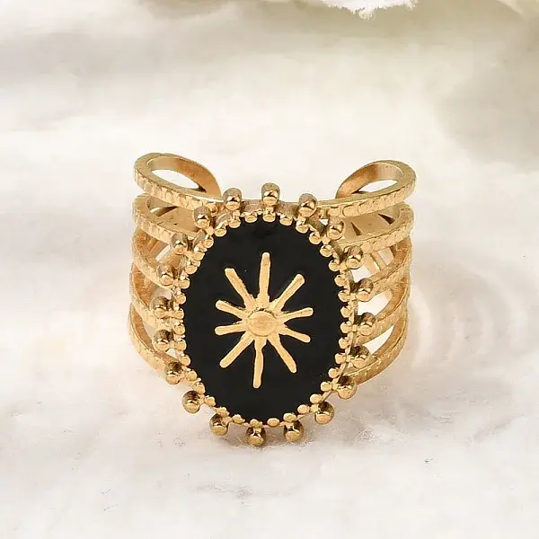 304 Stainless Steel Enamel Cuff Open Rings