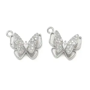 Brass Micro Pave Clear Cubic Zirconia Charms