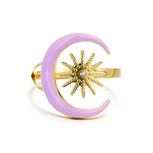 304 Stainless Steel Enamel Cuff Open Rings