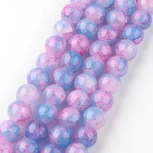 Baking Paint Crackle Glass Bead Strands