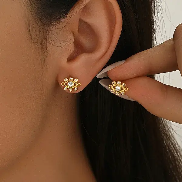 Brass Flower Stud Earrings