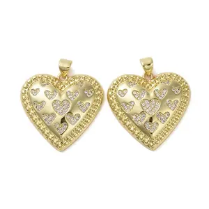 Brass Micro Pave Clear Cubic Zirconia Pendants