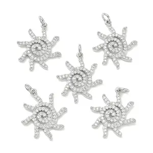 Brass Micro Pave Clear Cubic Zirconia Pendants