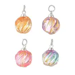 Baking Paint and Golden Metal Enlaced Glass Pendants