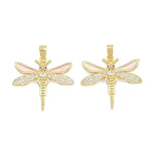 Brass Colorful Cubic Zirconia Enamel Pendants