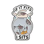 If It Fits I Sits Cat Enamel Pins