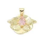 Brass Micro Pave Pink Cubic Zirconia Pendants