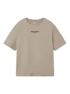 NAME IT Tričko 'Brody'  tmavobéžová / čierna
