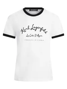 Karl Lagerfeld Tričko 'CÃ´te D'Azur'  čierna / biela