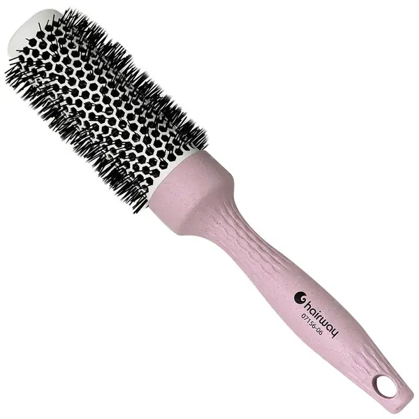 Kulatý kartáč z organického materiálu s nylonovými štětinami Hairway Organica - fialový, 33 mm (07156-06) + dárek zdarma