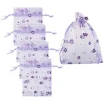 Flower Printed Organza Drawstring Bags