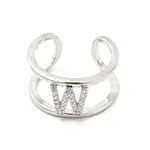 Clear Cubic Zirconia Initial Letter Open Cuff Ring
