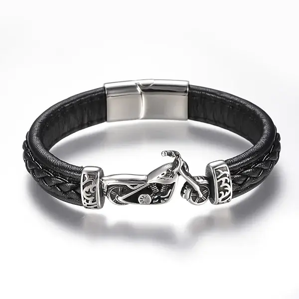 Men's Braided Leather Cord Bracelets