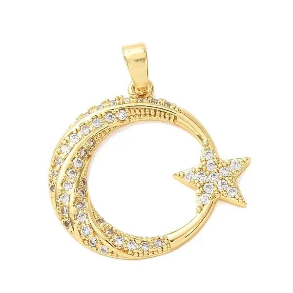 Brass Micro Pave Clear Cubic Zirconia Pendants
