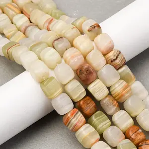 Natural Green Banded Calcite(Afghan Jade) Beads Strands