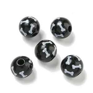 Printed Wood European Beads