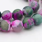 Natural Fire Crackle Agate Faceted Round Beads Strands