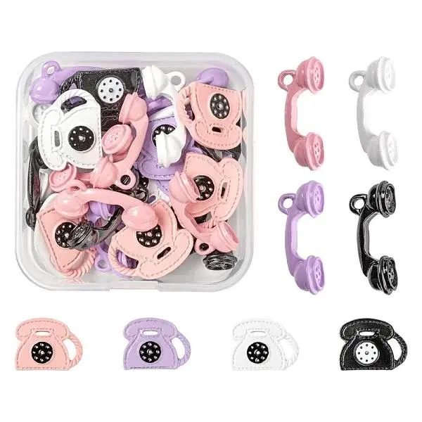 32Pcs 8 Style Spray Painted Alloy Pendants