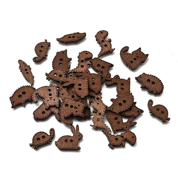 2-Hole Animal Theme Wood Buttons