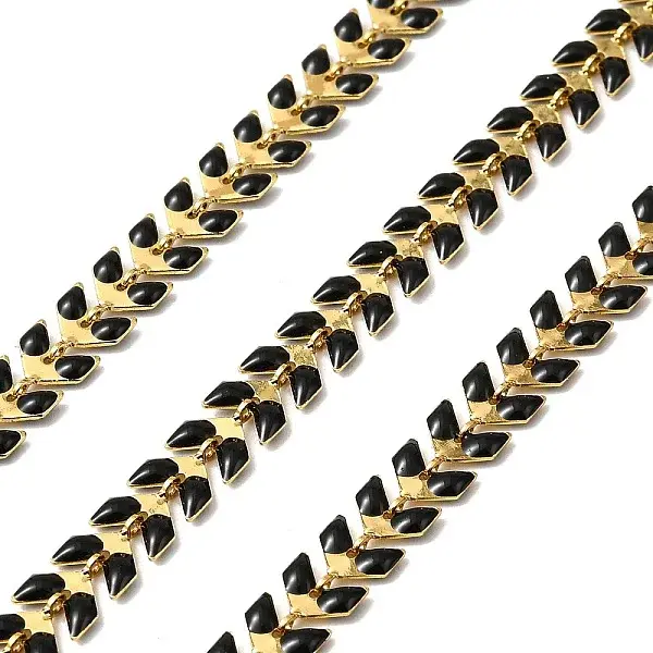 Brass Enamel Leaf Link Chains
