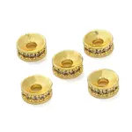 Flat Round Brass Micro Pave Clear Cubic Zirconia Beads