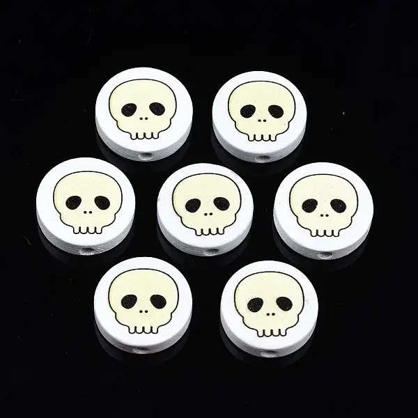 Halloween Printed Natural Wood Beads