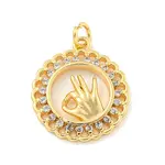 Brass Micro Pave Clear Cubic Zirconia Pendants