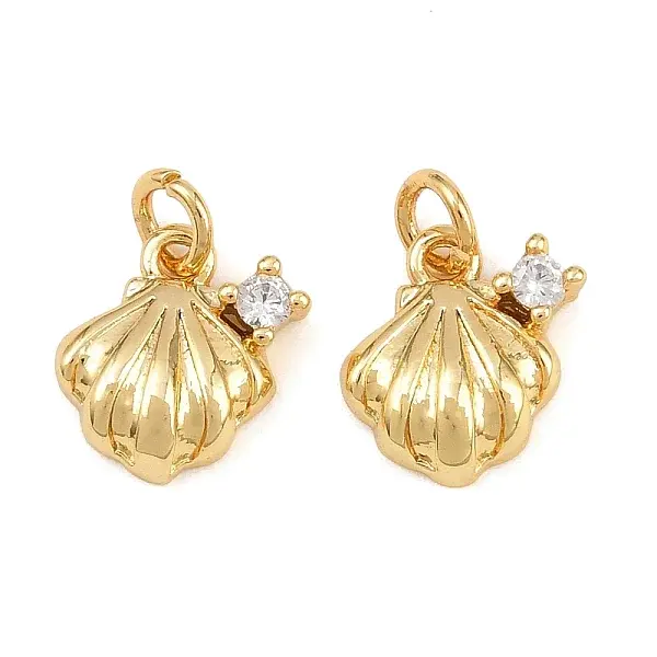 Brass Micro Pave Clear Cubic Zirconia Charms