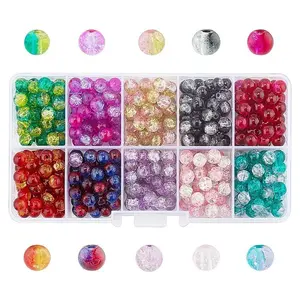 Round Transparent Crackle Glass Beads