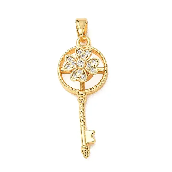 Brass Micro Pave Clear Cubic Zirconia Pendants