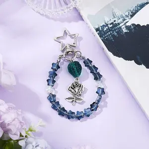 Glass Star & Alloy Rose Pendant Decoration